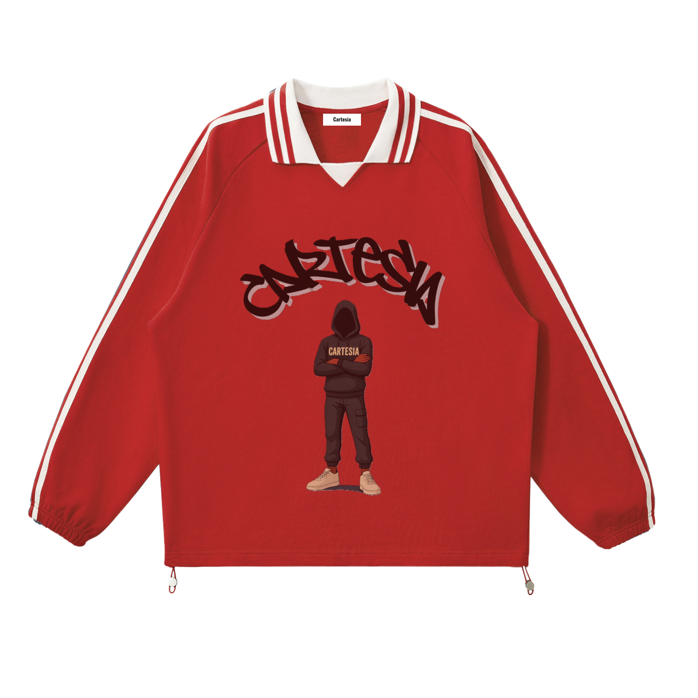 S1.E1 - Rest Contrast Striped Lapel Collar Sweatshirt