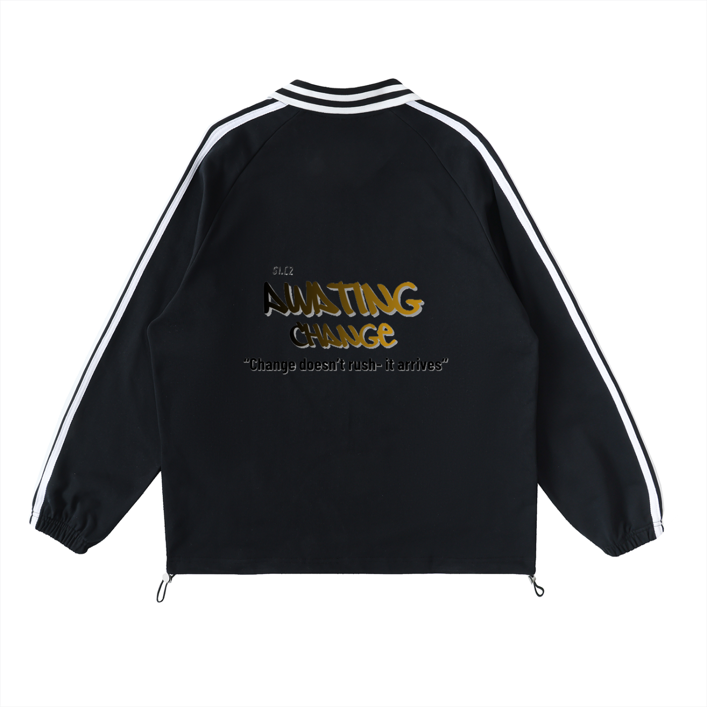 S1.E2 - Awaiting Change Contrast Striped Lapel Collar Sweatshirt