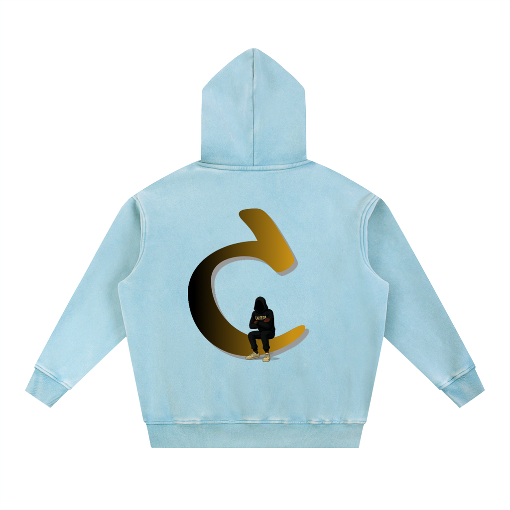 Signature ‘C’ Snow Wash Fleece Oversize Hoodie - Cartesia Clothing