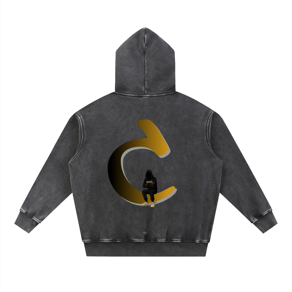 Signature ‘C’ Snow Wash Fleece Oversize Hoodie - Cartesia Clothing