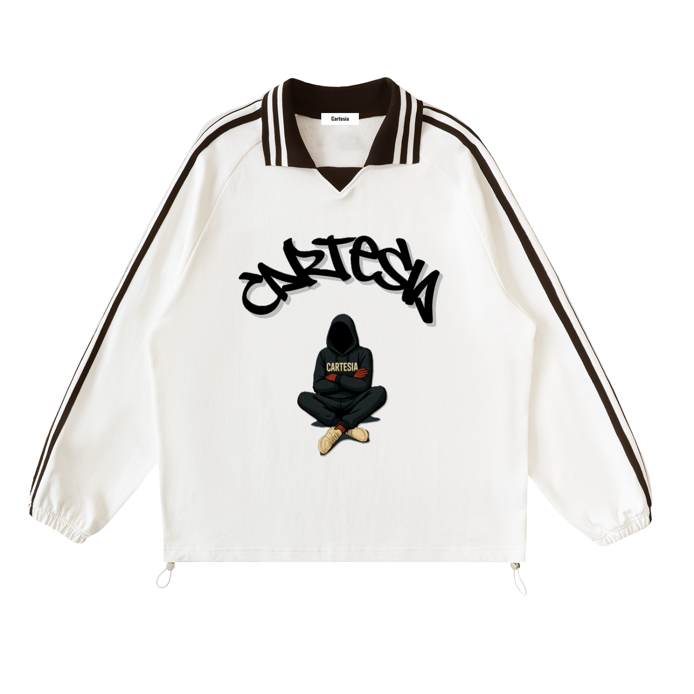 S1.E2 - Awaiting Change Contrast Striped Lapel Collar Sweatshirt